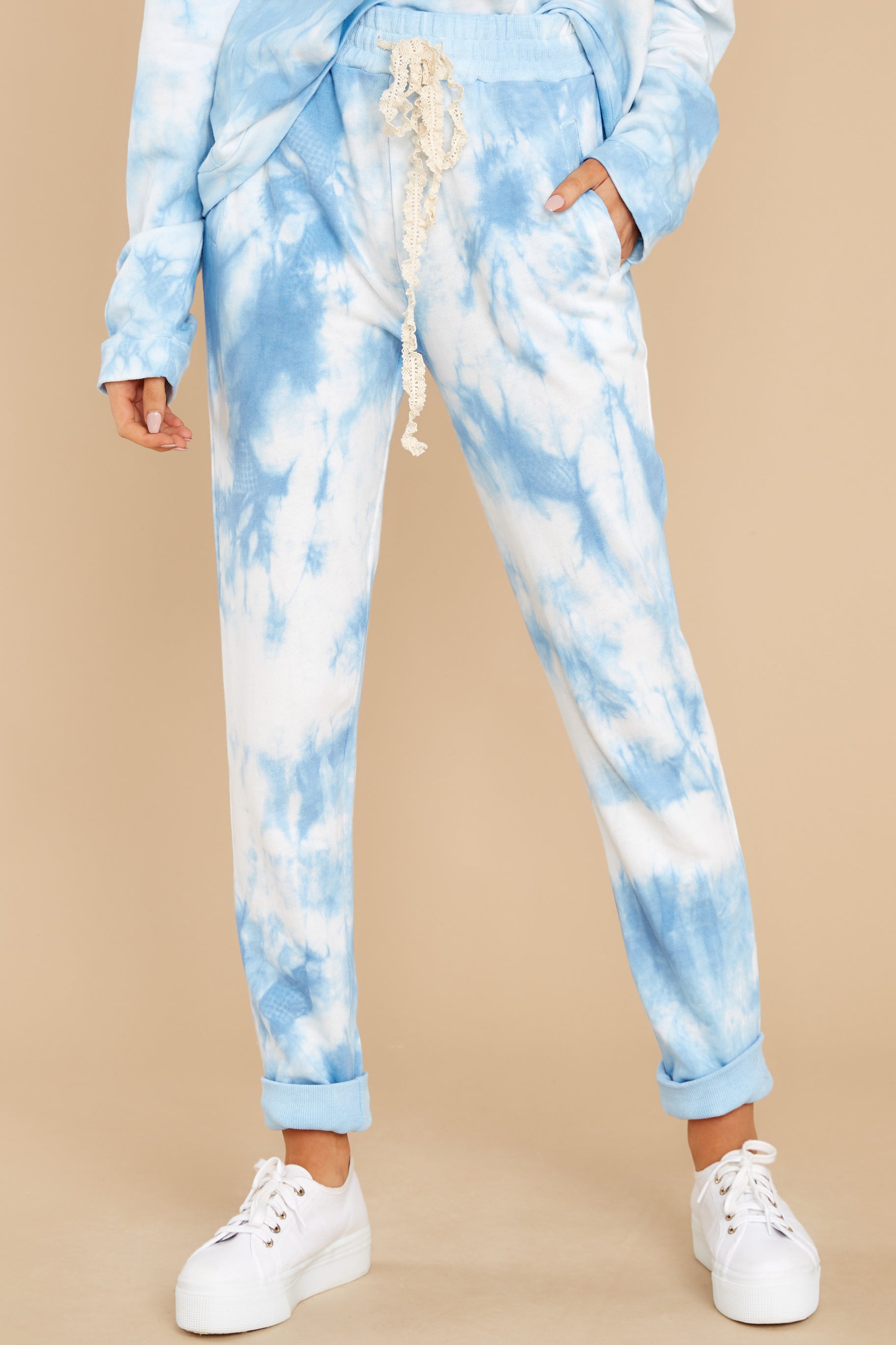 Perfect Pastime Sky Blue Tie Dye Joggers