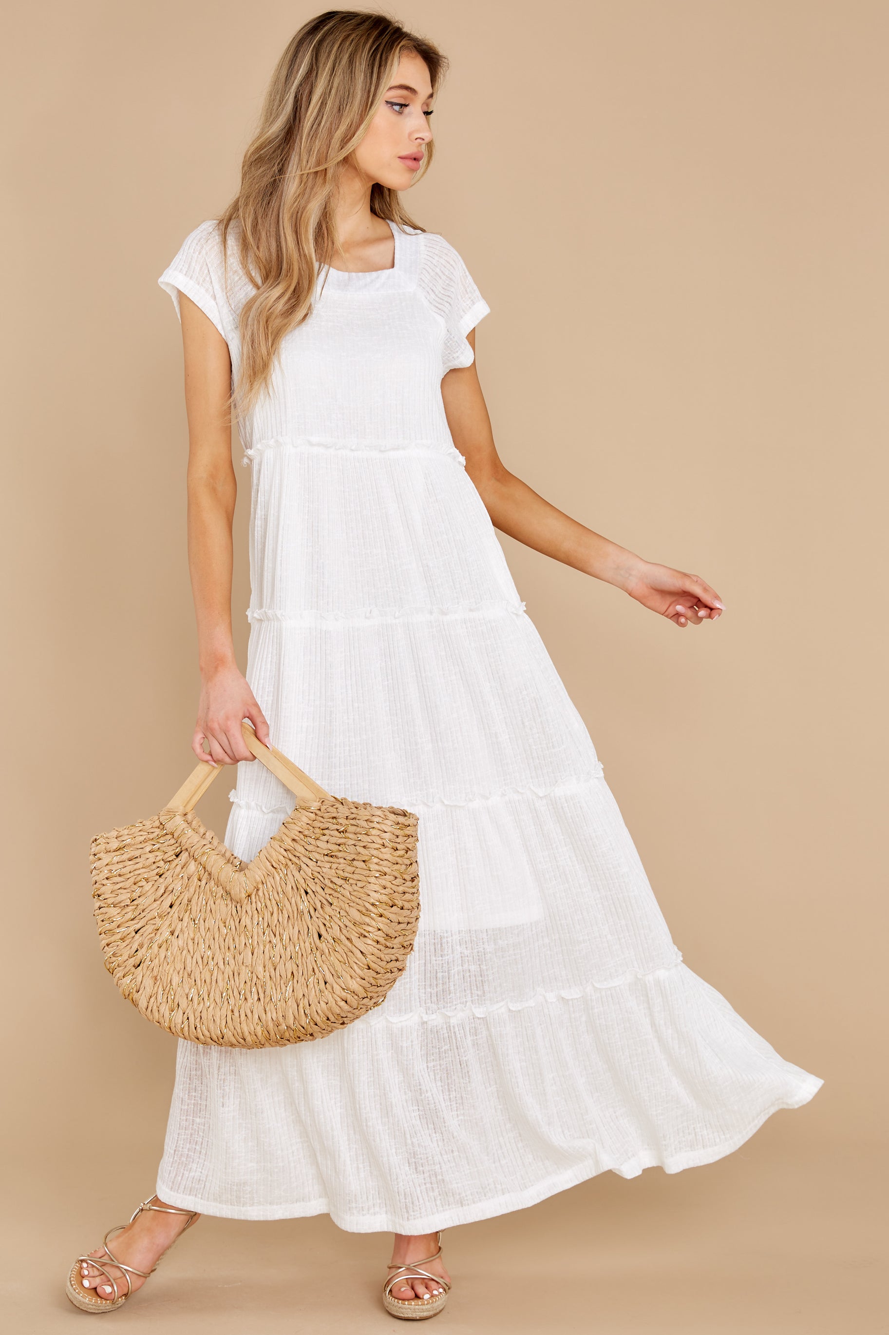 Perfect Record White Knit Maxi Dress