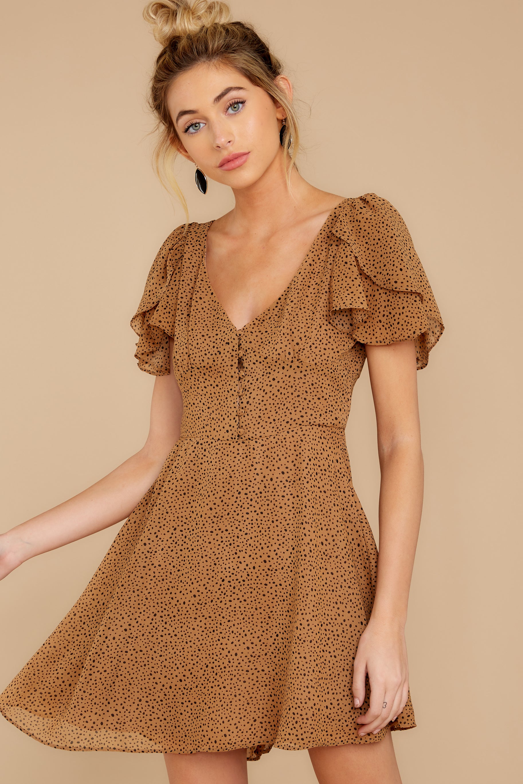 Perfect Timing Mocha Print Dress