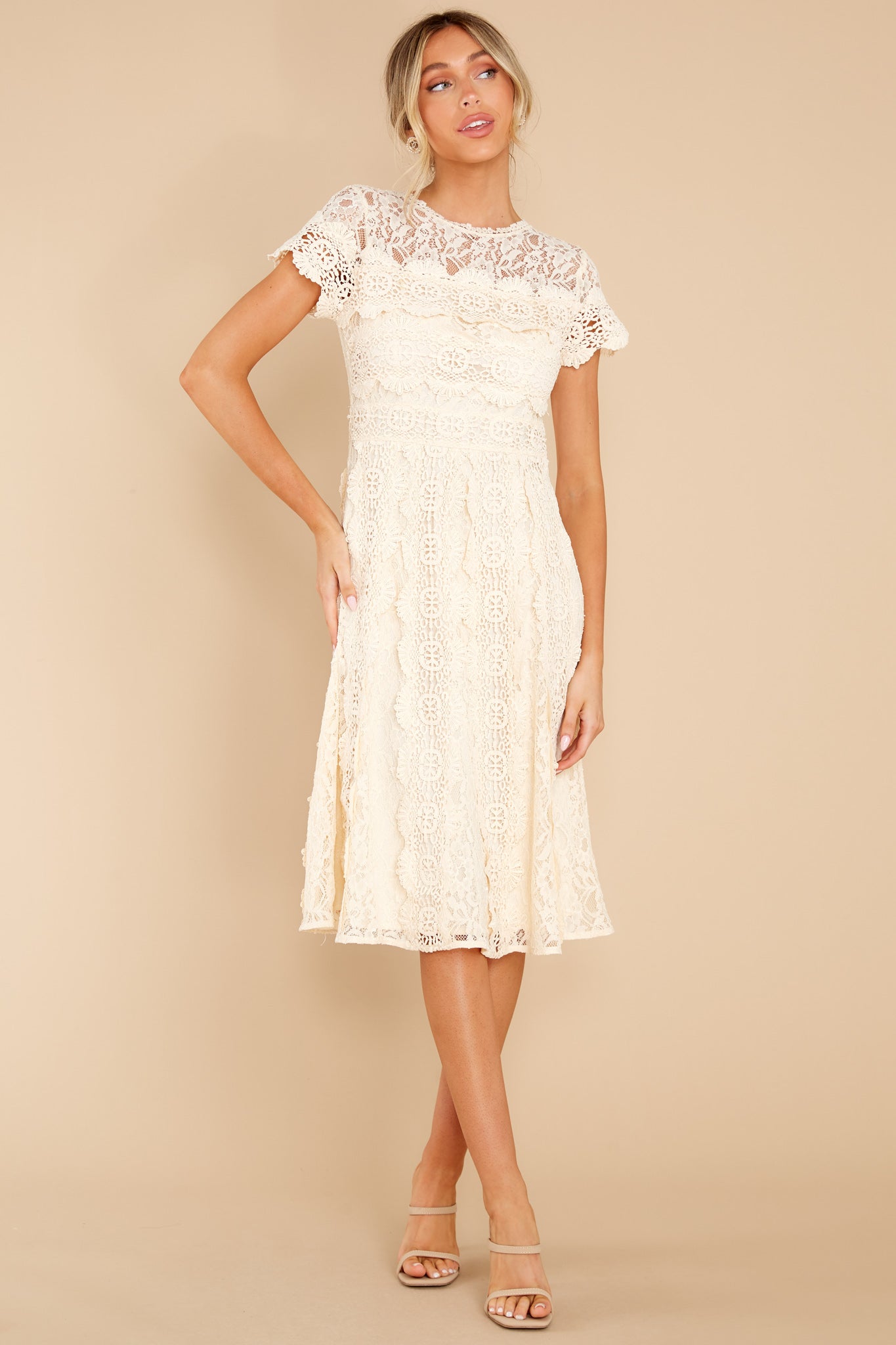 Perfectly Pleasant Ivory Lace Midi Dress