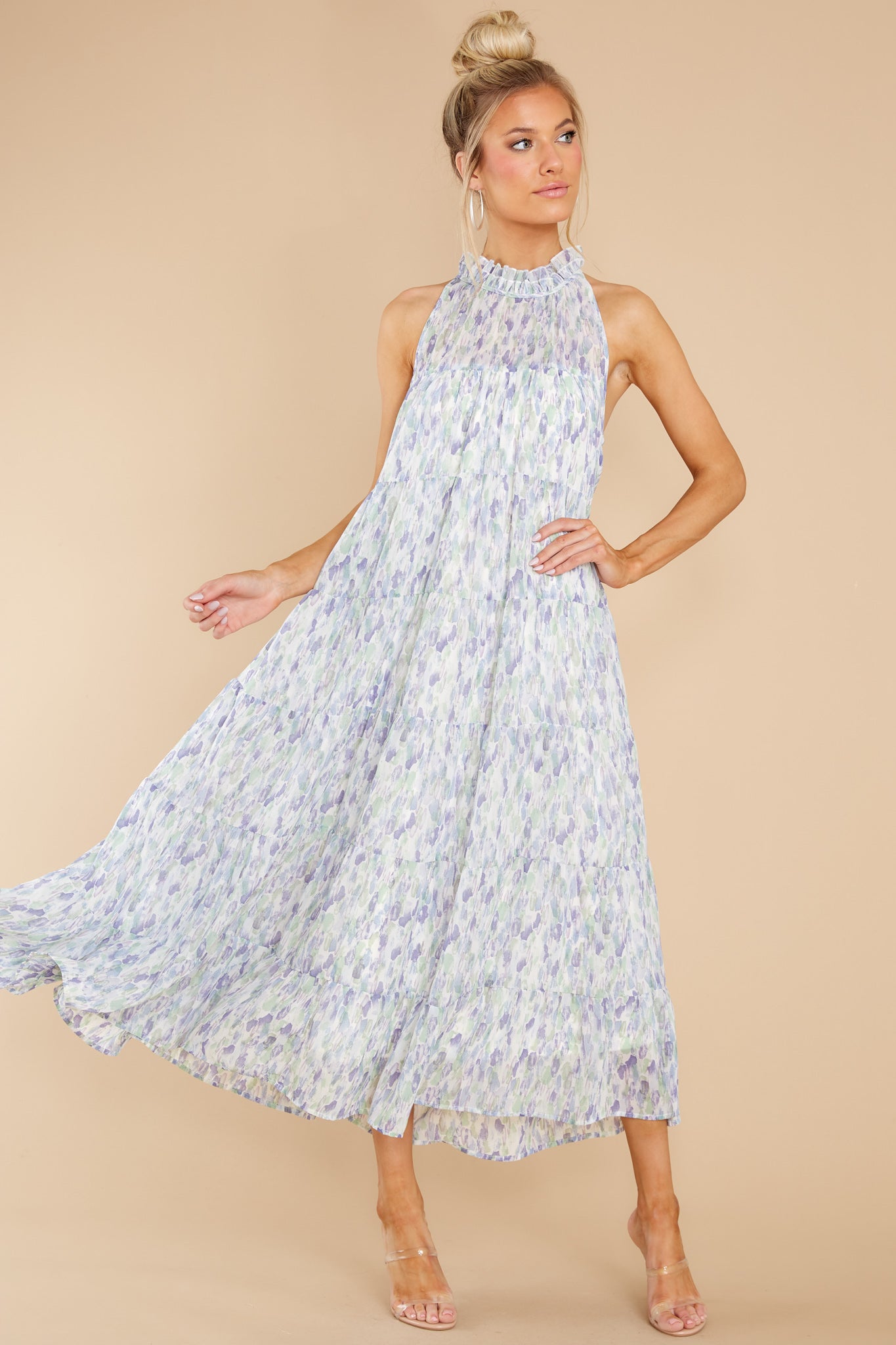 Petal Showers Blue Multi Maxi Dress