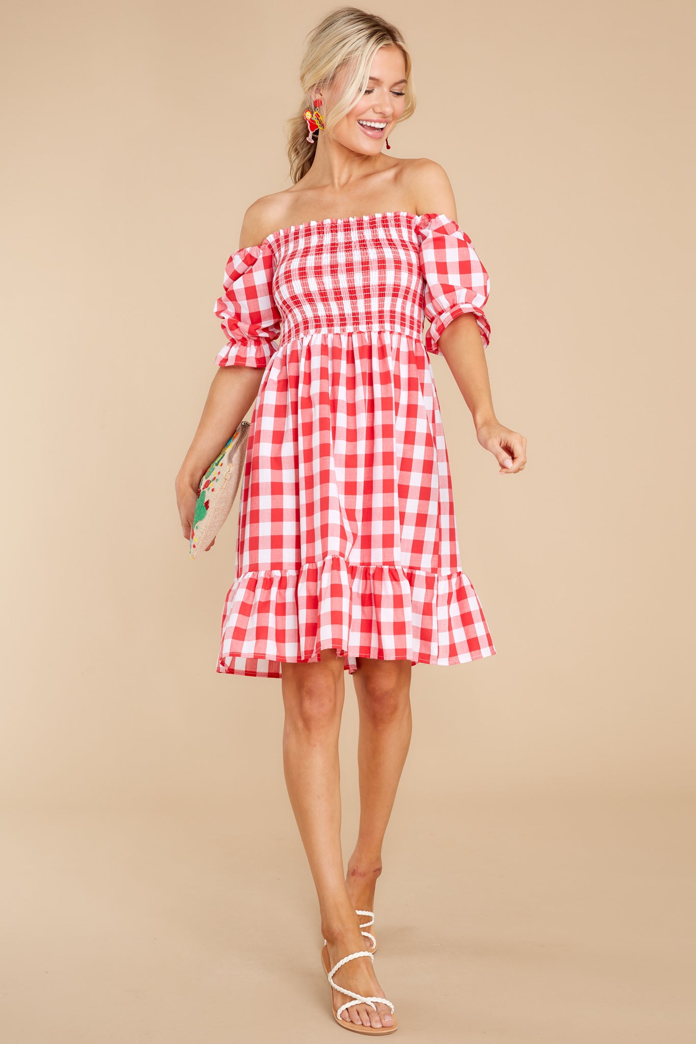 Picnic In Paradise Red Gingham Dress