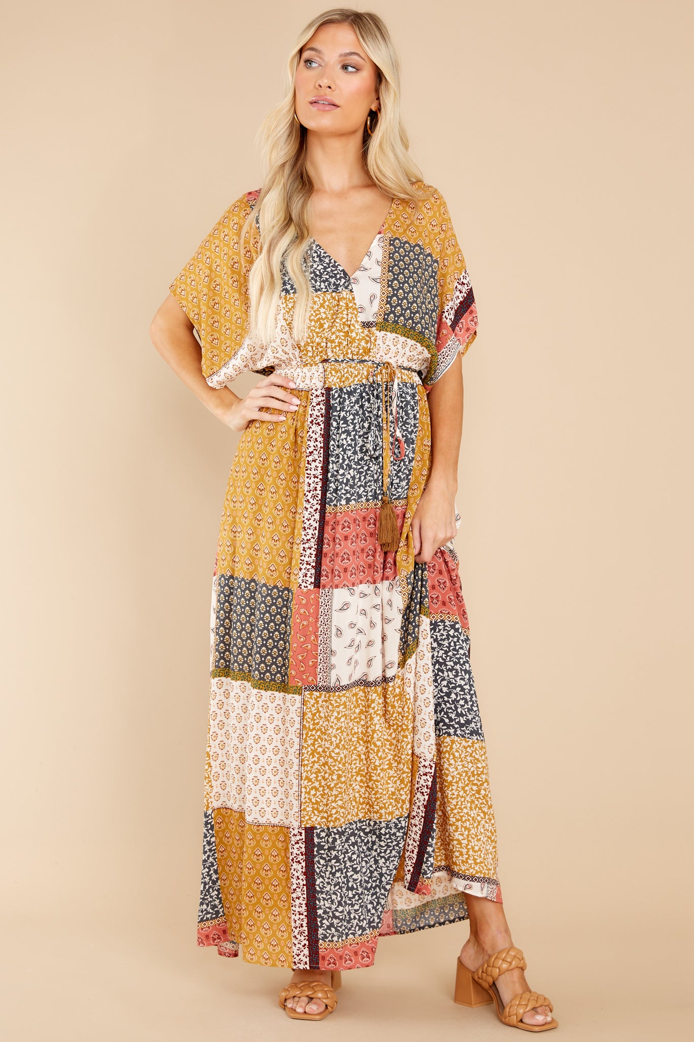 Picturesque Picnic Goldenrod Multi Print Maxi Dress