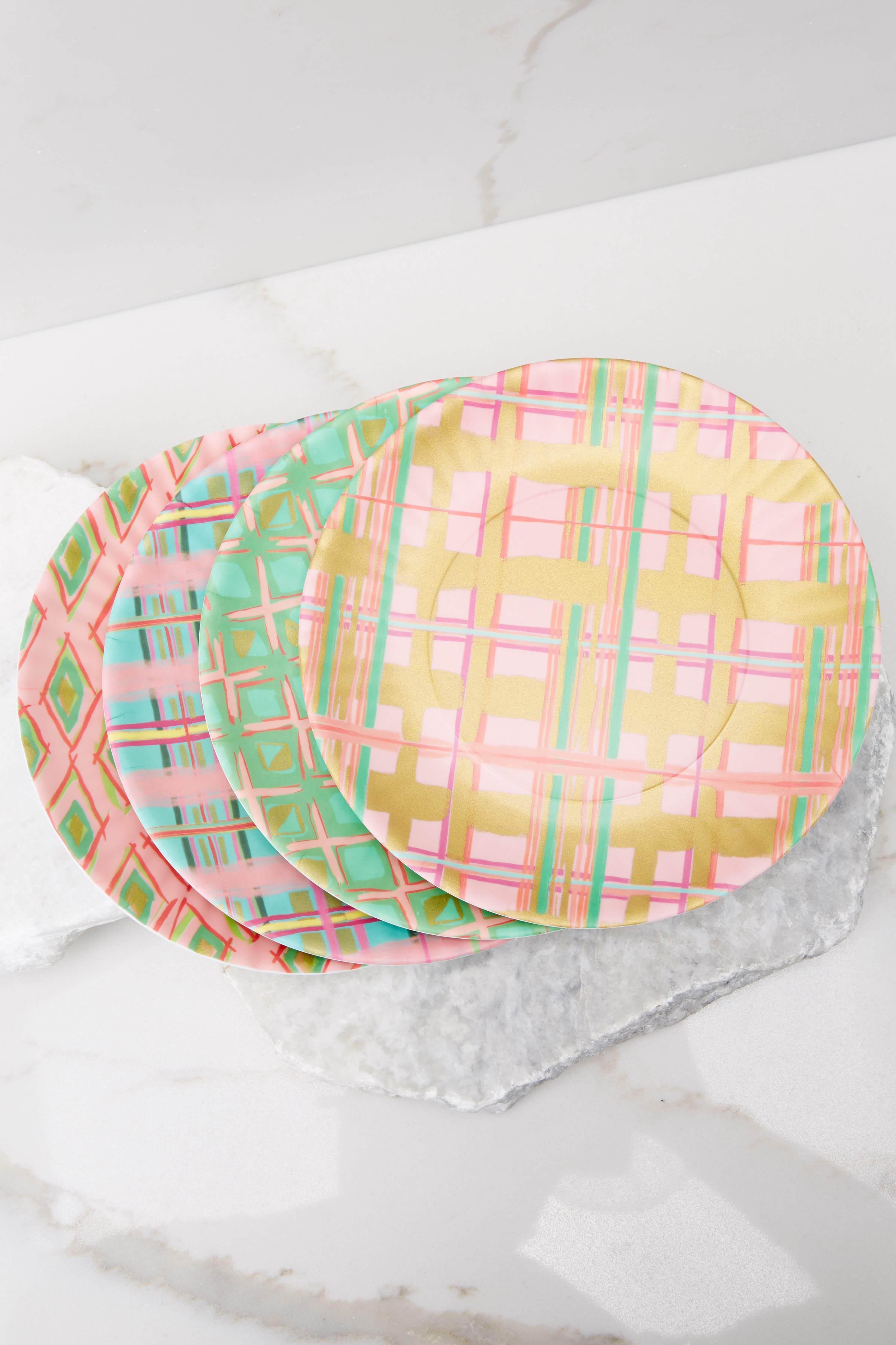 Pink And Green Melamine Plates