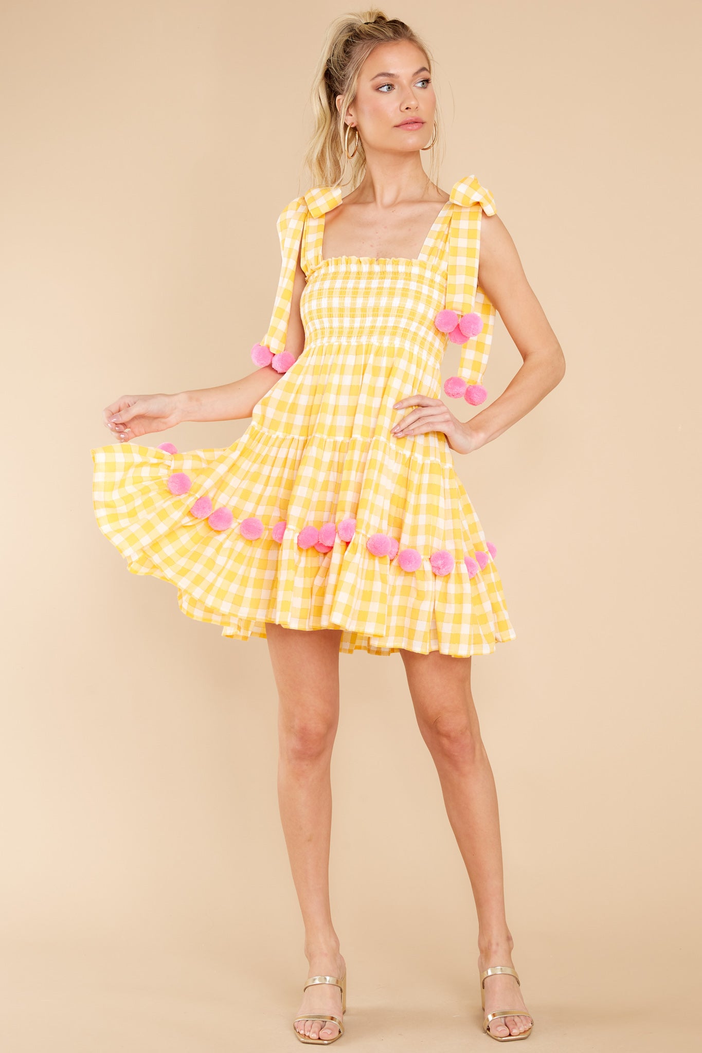 Pippa Yellow Gingham Short Dress