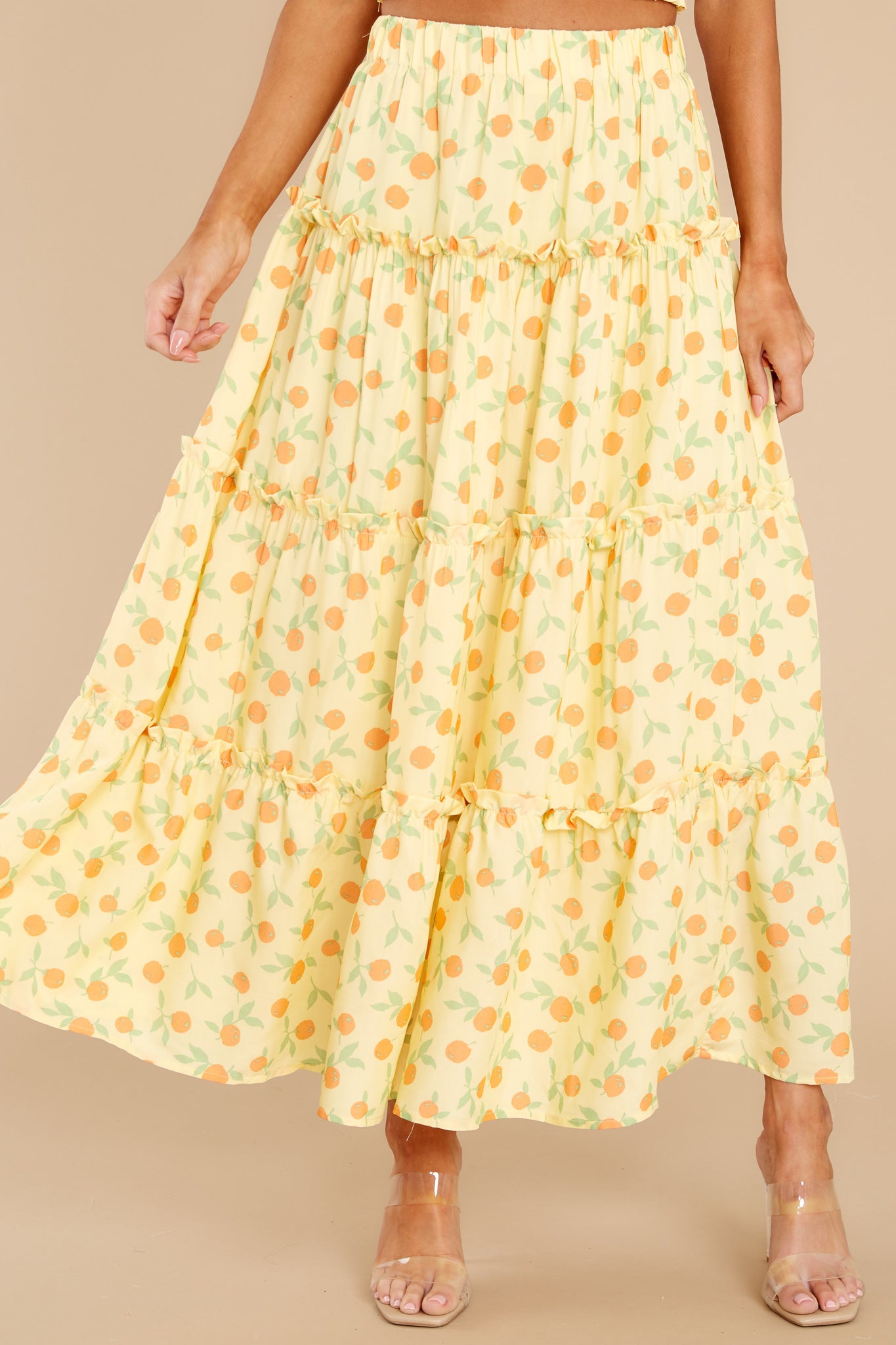 Plans To Picnic Yellow Print Skirt