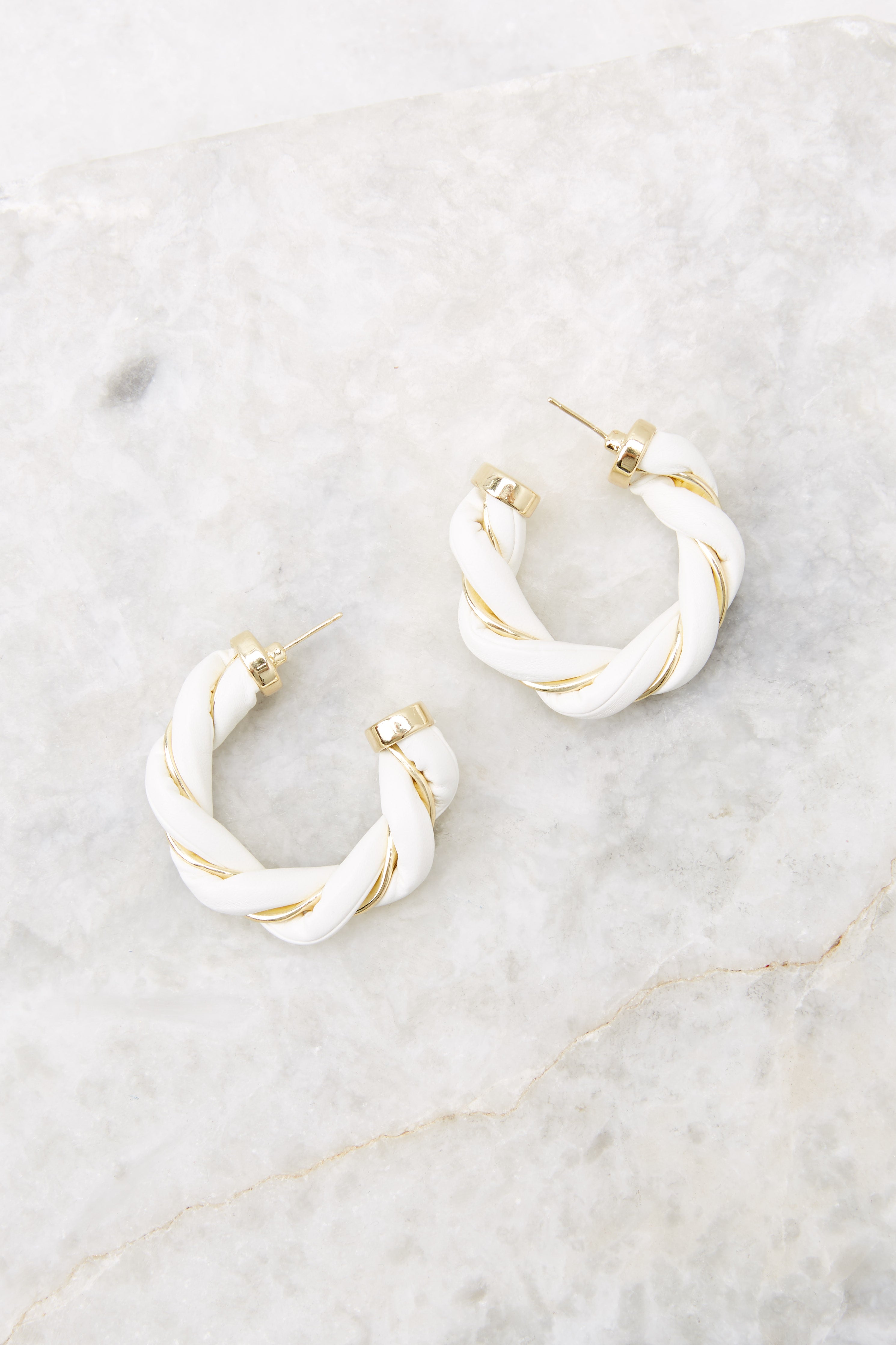 Positive Response White Hoop Earrings