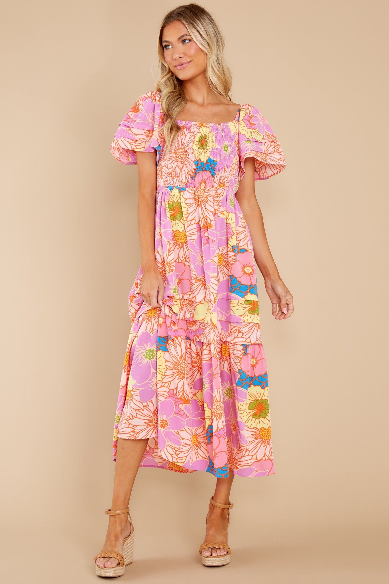 Precious Energy Lilac Floral Print Maxi Dress