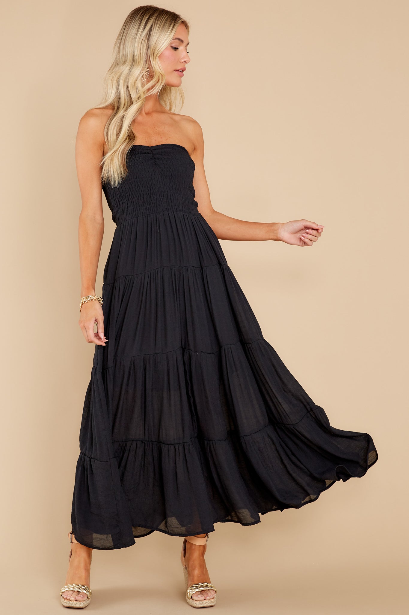 Pretty And Poised Black Maxi Dress