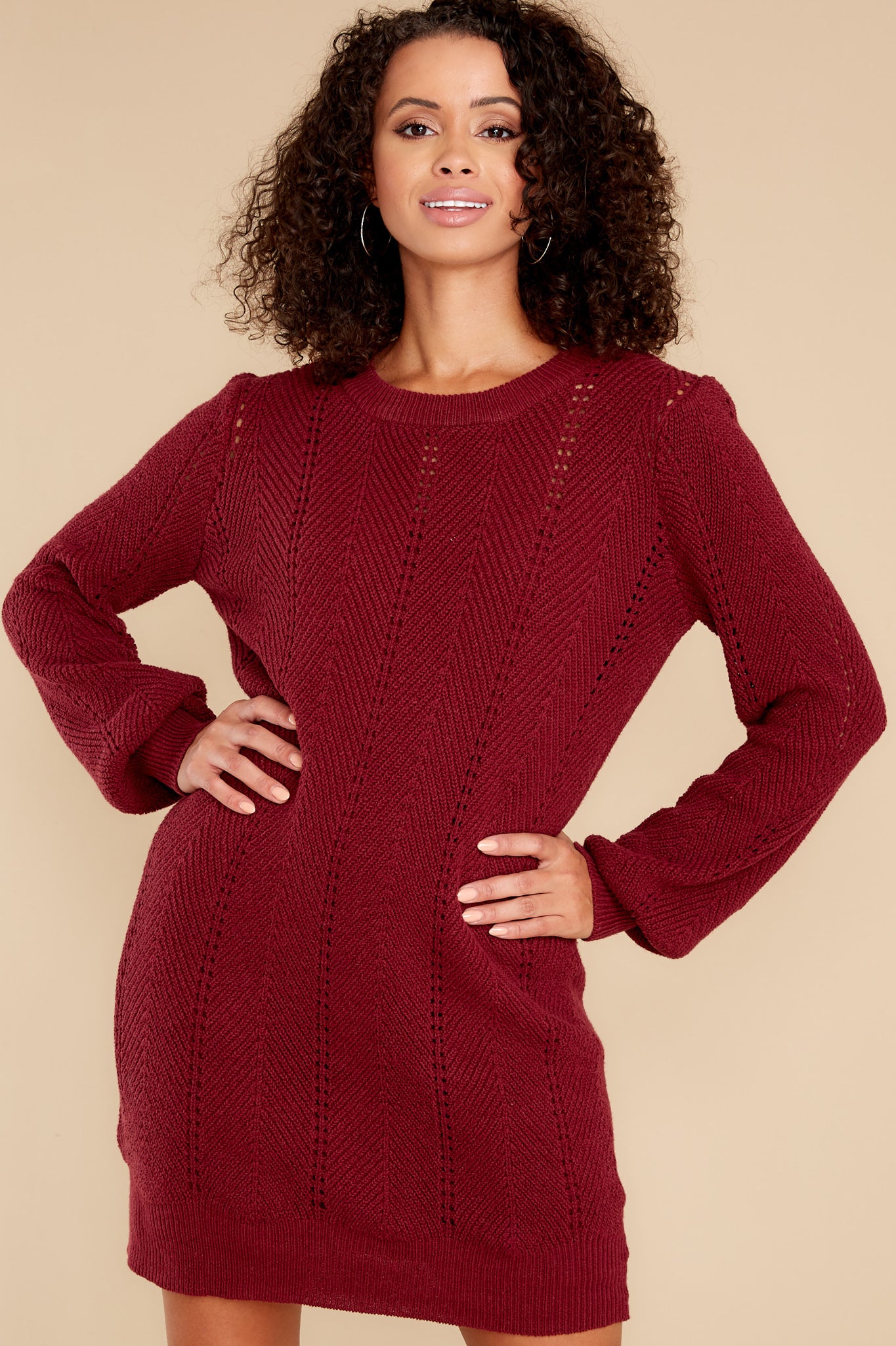 Pull Me Closer Wine Sweater Dress