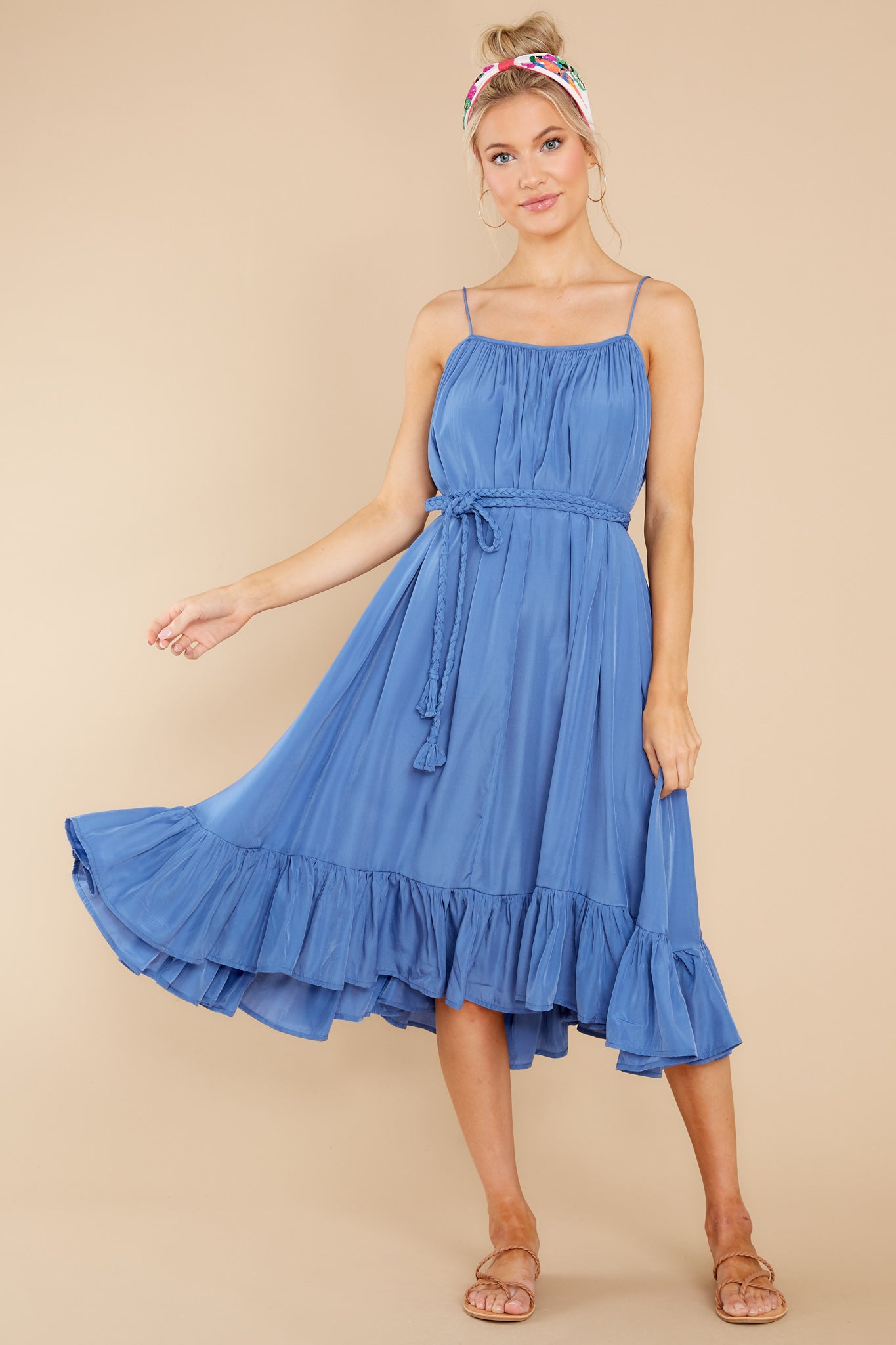 Pure Feeling Bright Blue Midi Dress