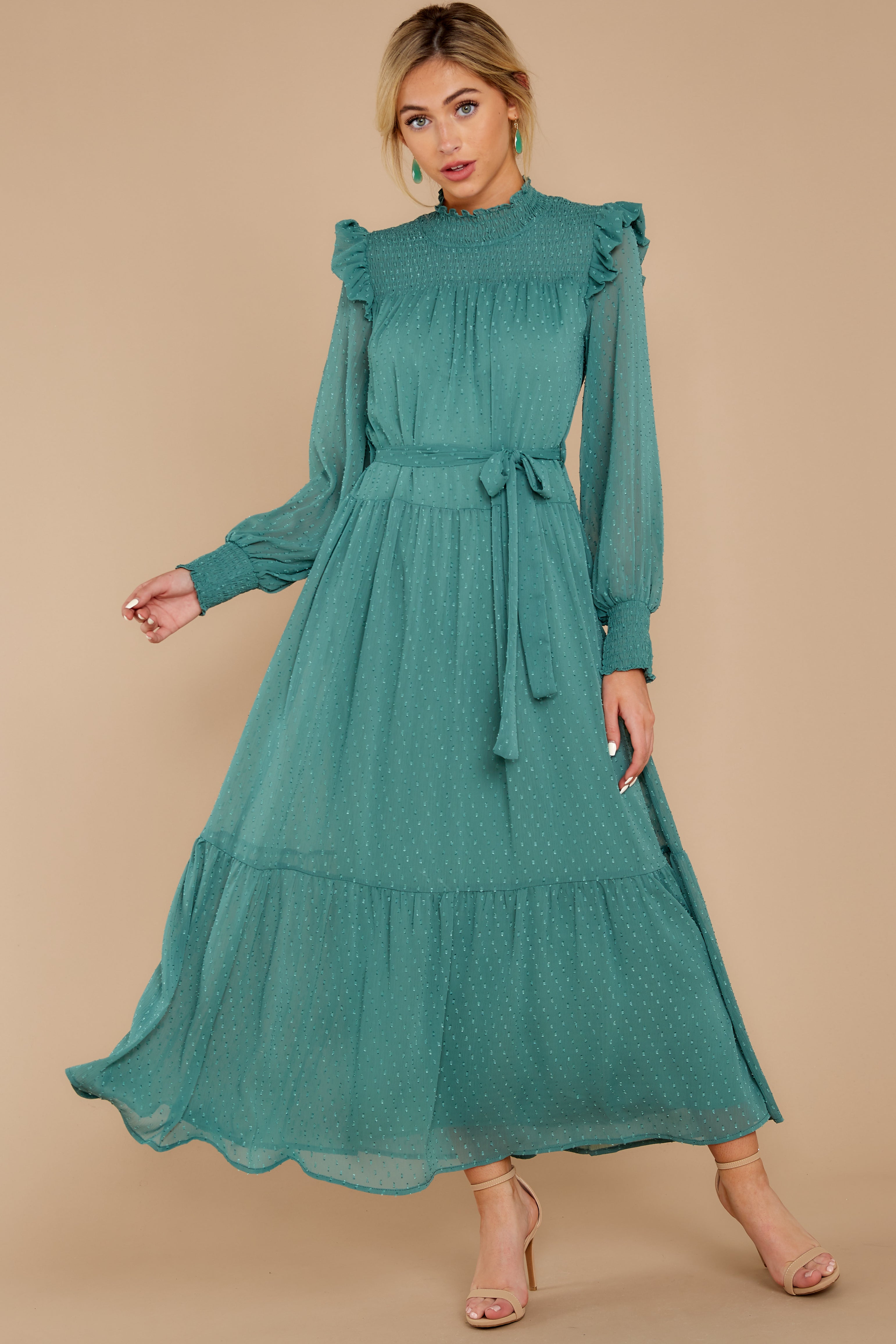 Quite Charming Sea Green Midi Dress