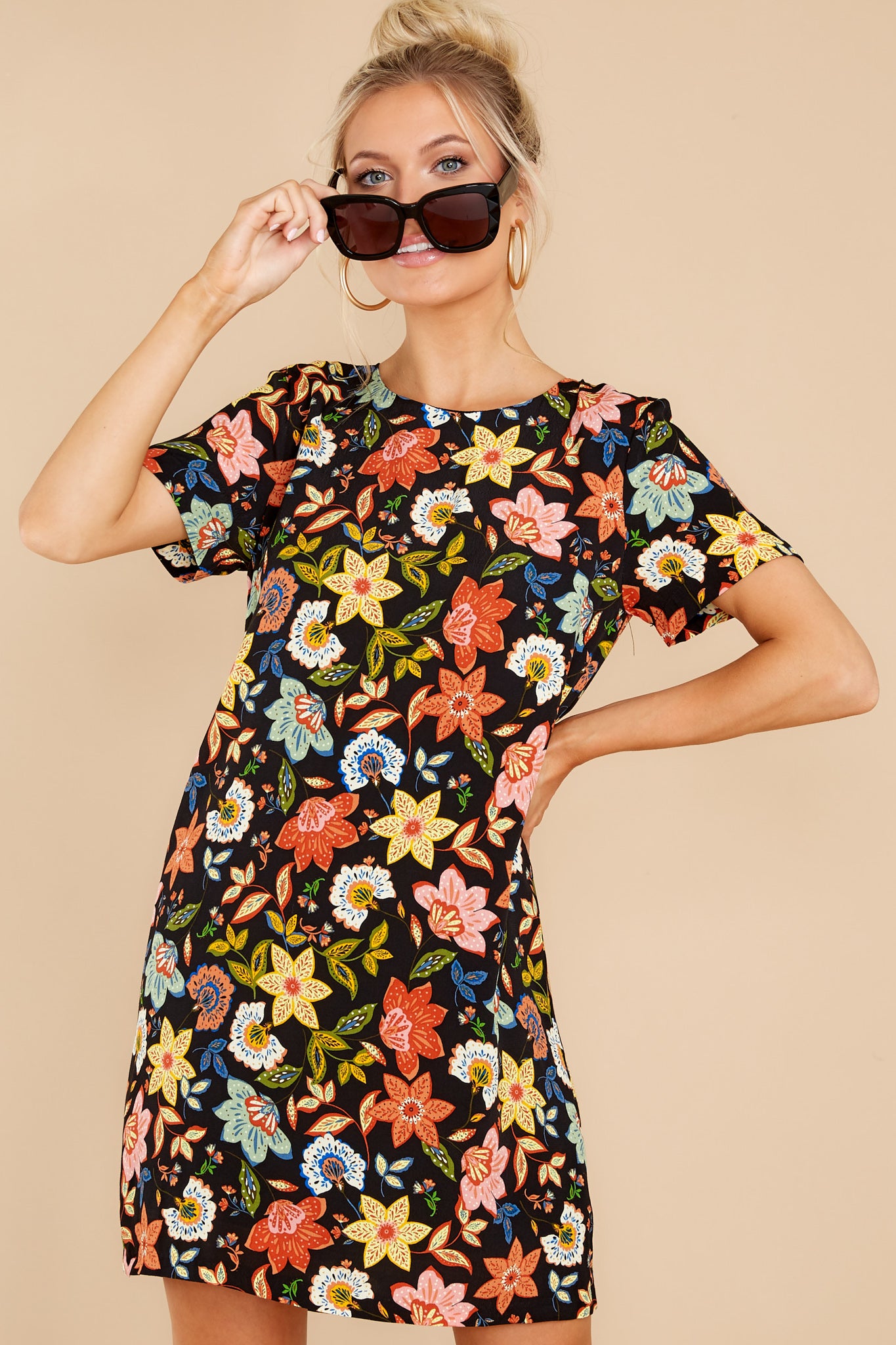 Ran Into You Black Floral Print Dress