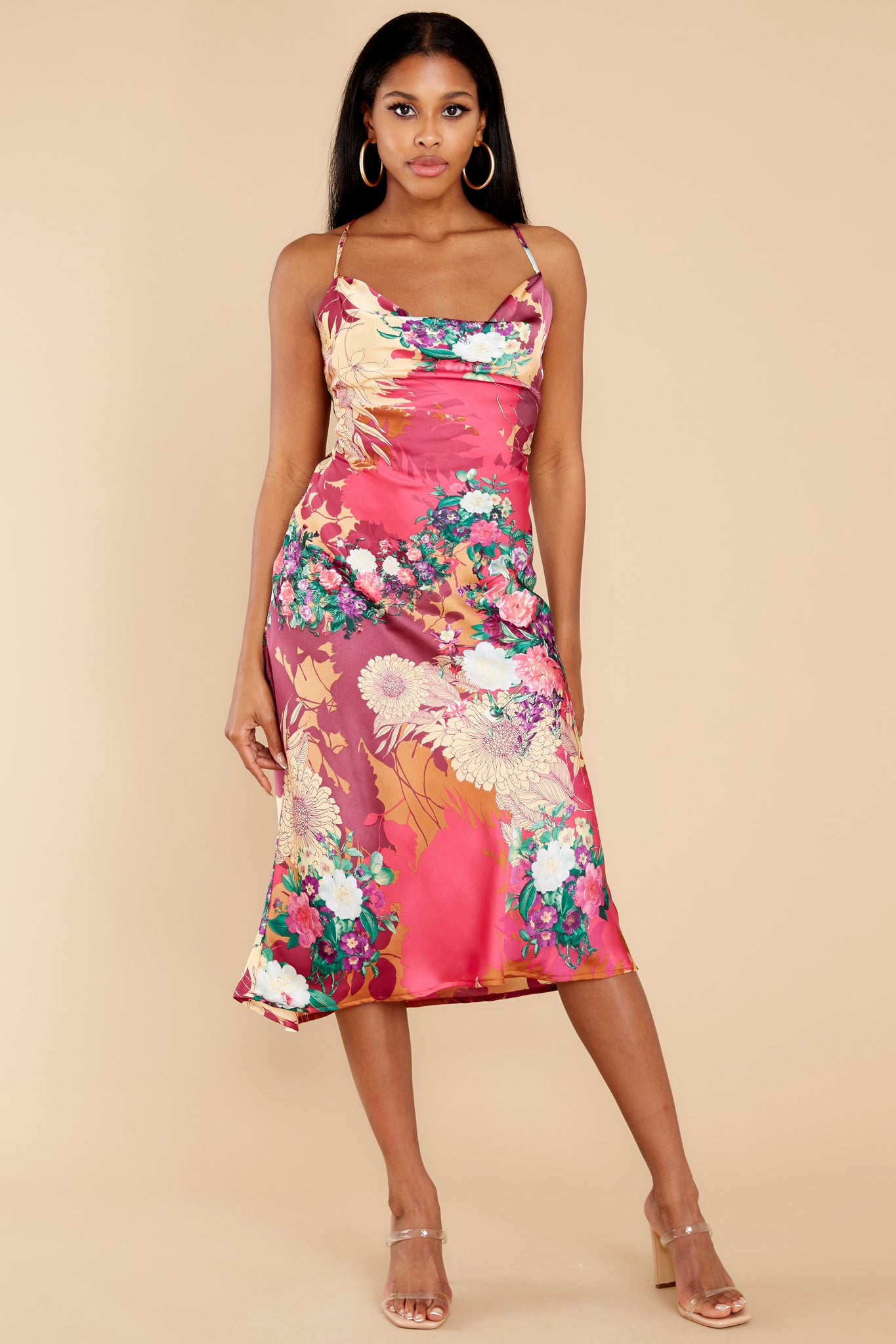 Ready For The Runway Pink Floral Print Midi Dress