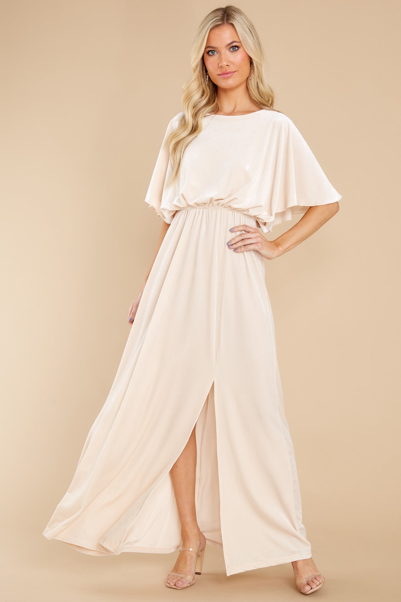 Ready For Tonight Champagne Maxi Dress