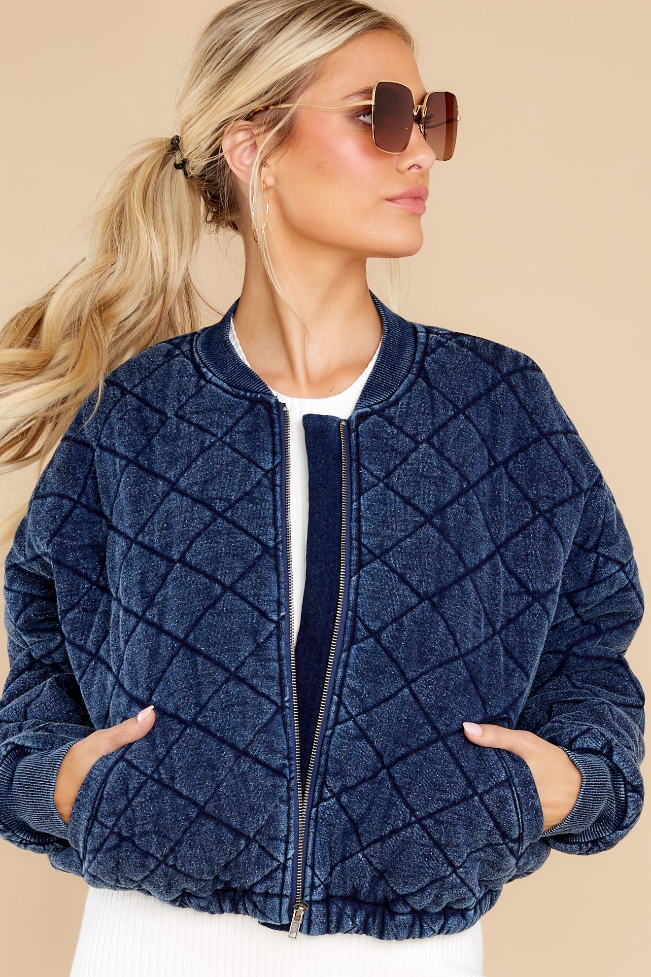 Ready To Chill Washed Blue Quilted Jacket