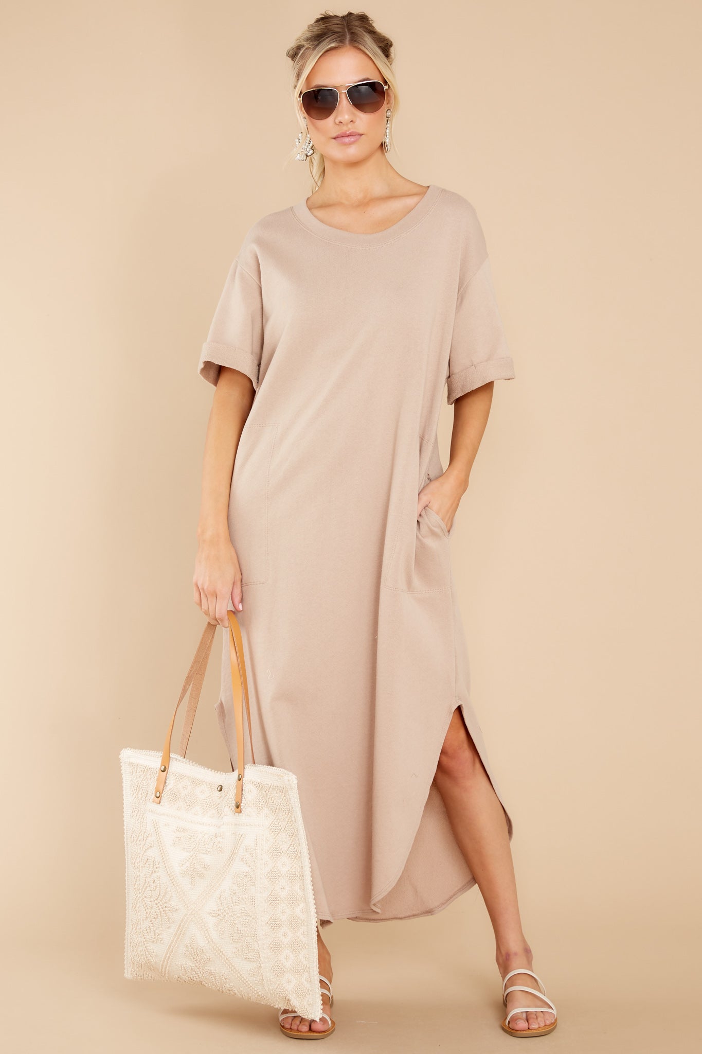 Ready To Go Taupe Dress