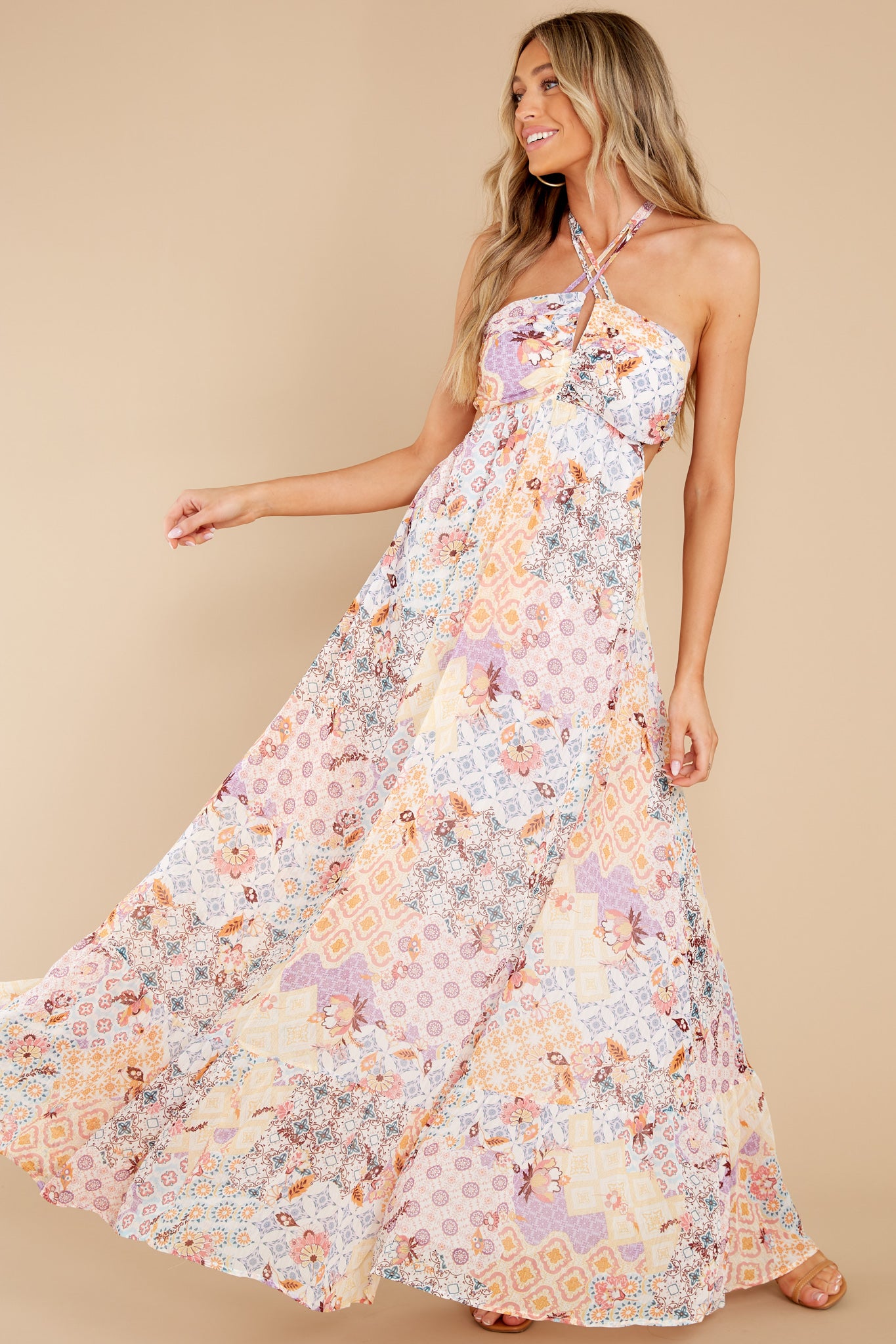 Refresh My Memory Blue Multi Print Maxi Dress