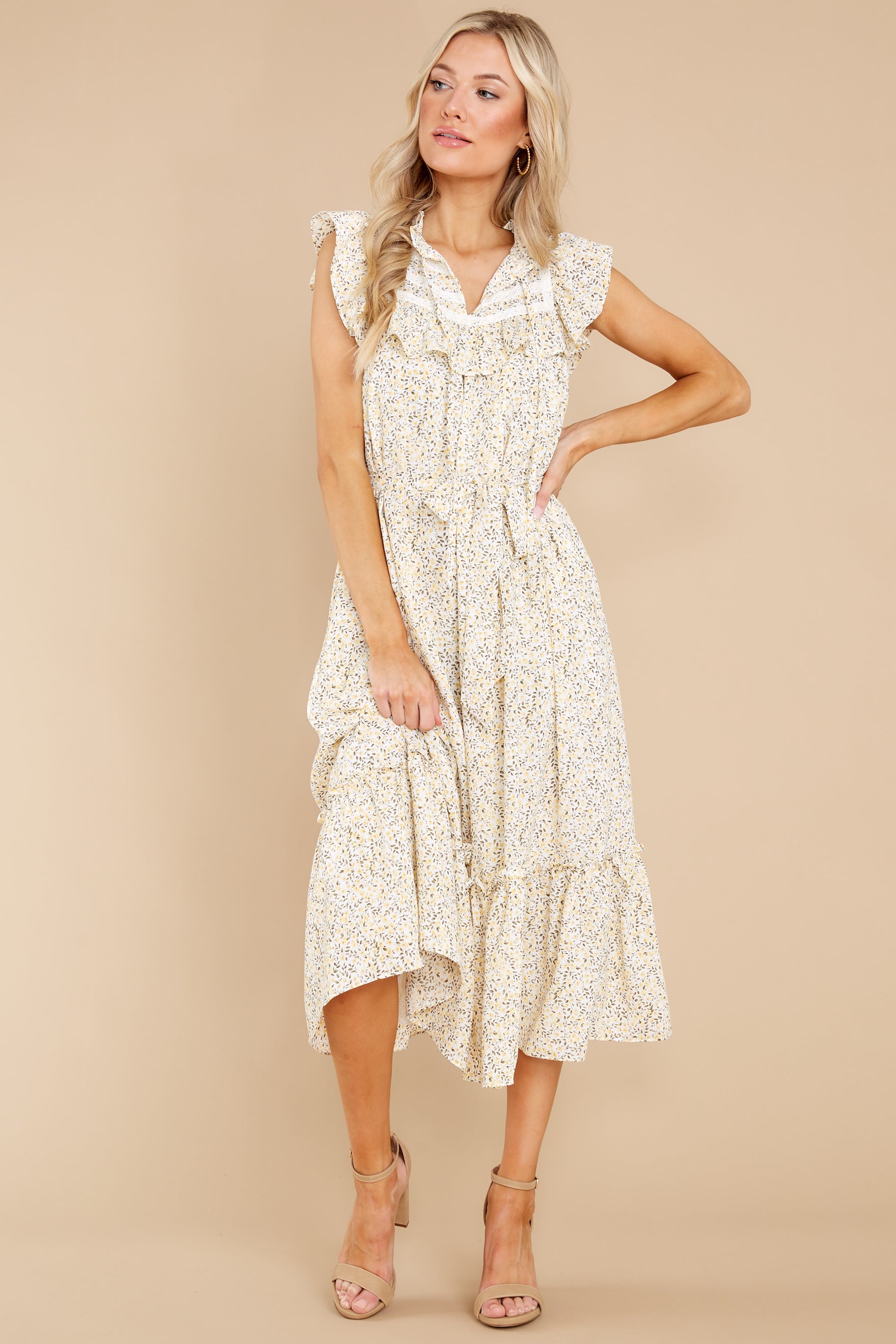 Reminiscing With You Beige Print Maxi Dress