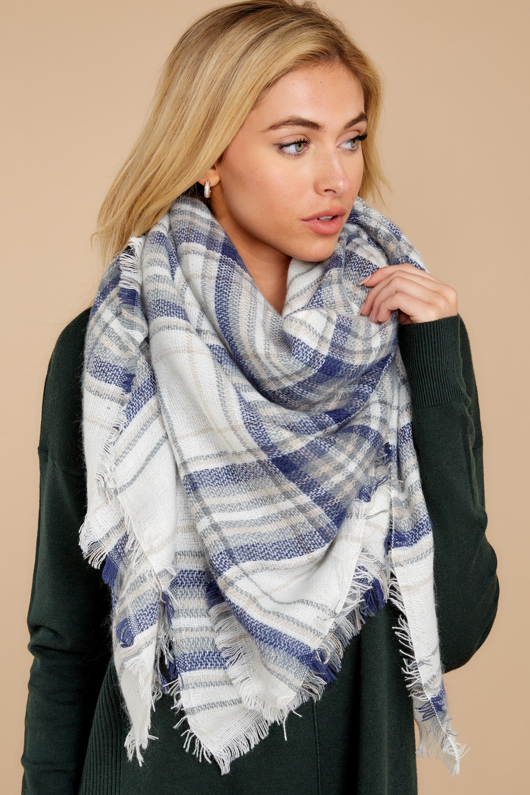 Right For You Blue Multi Plaid Scarf