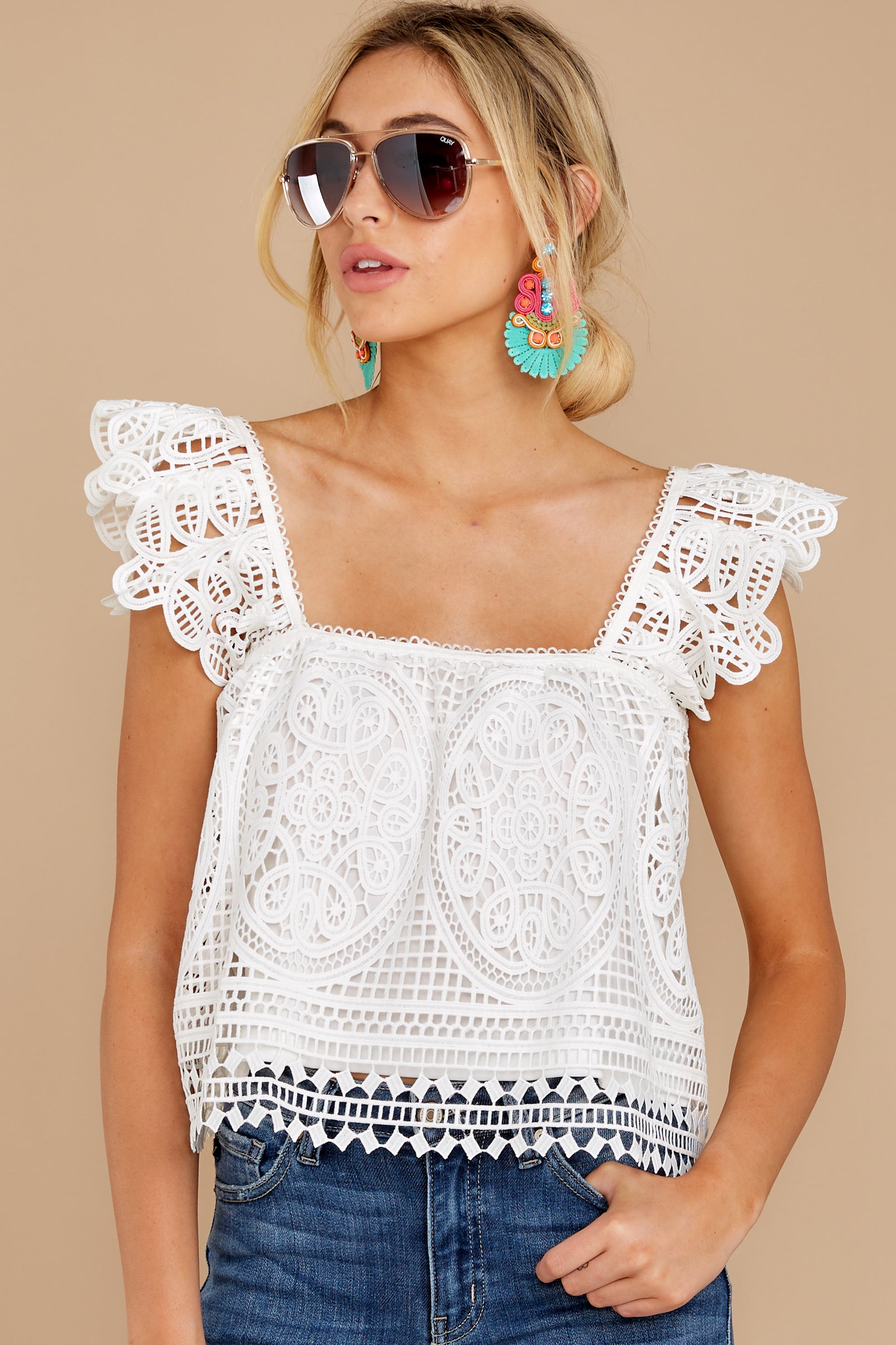 Right Time Right Place White Lace Top