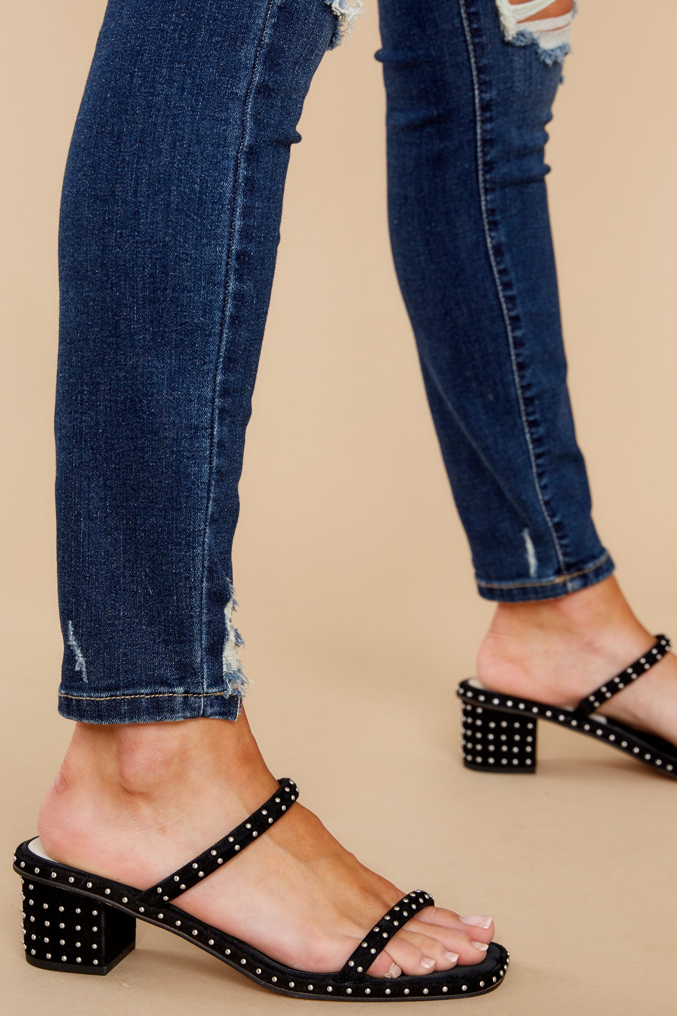 Riya Black Suede Studded High Heel Sandals