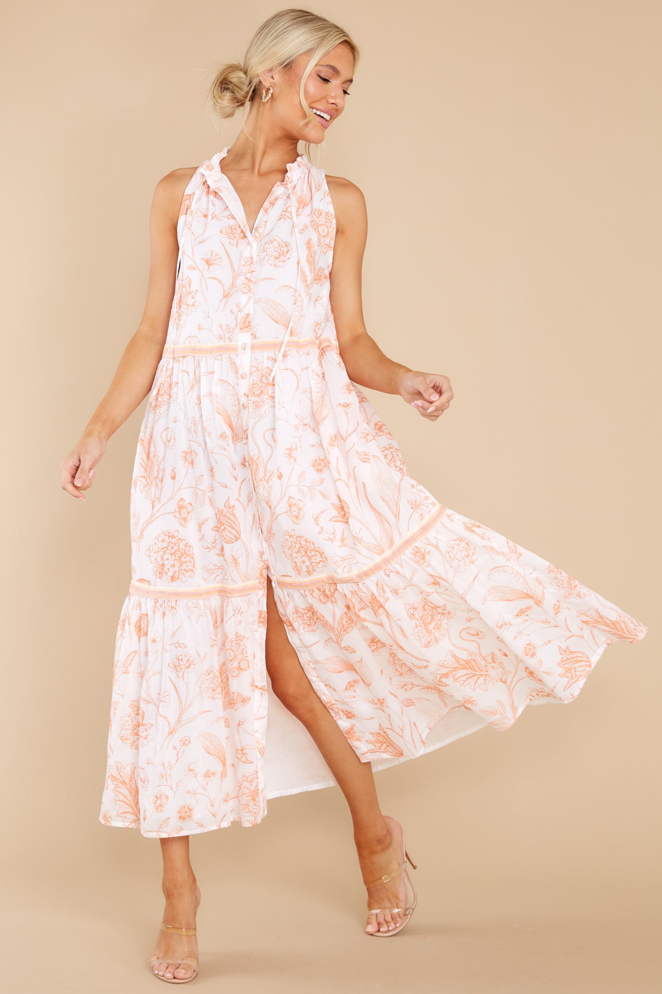 Ro Toile Coral Long Dress