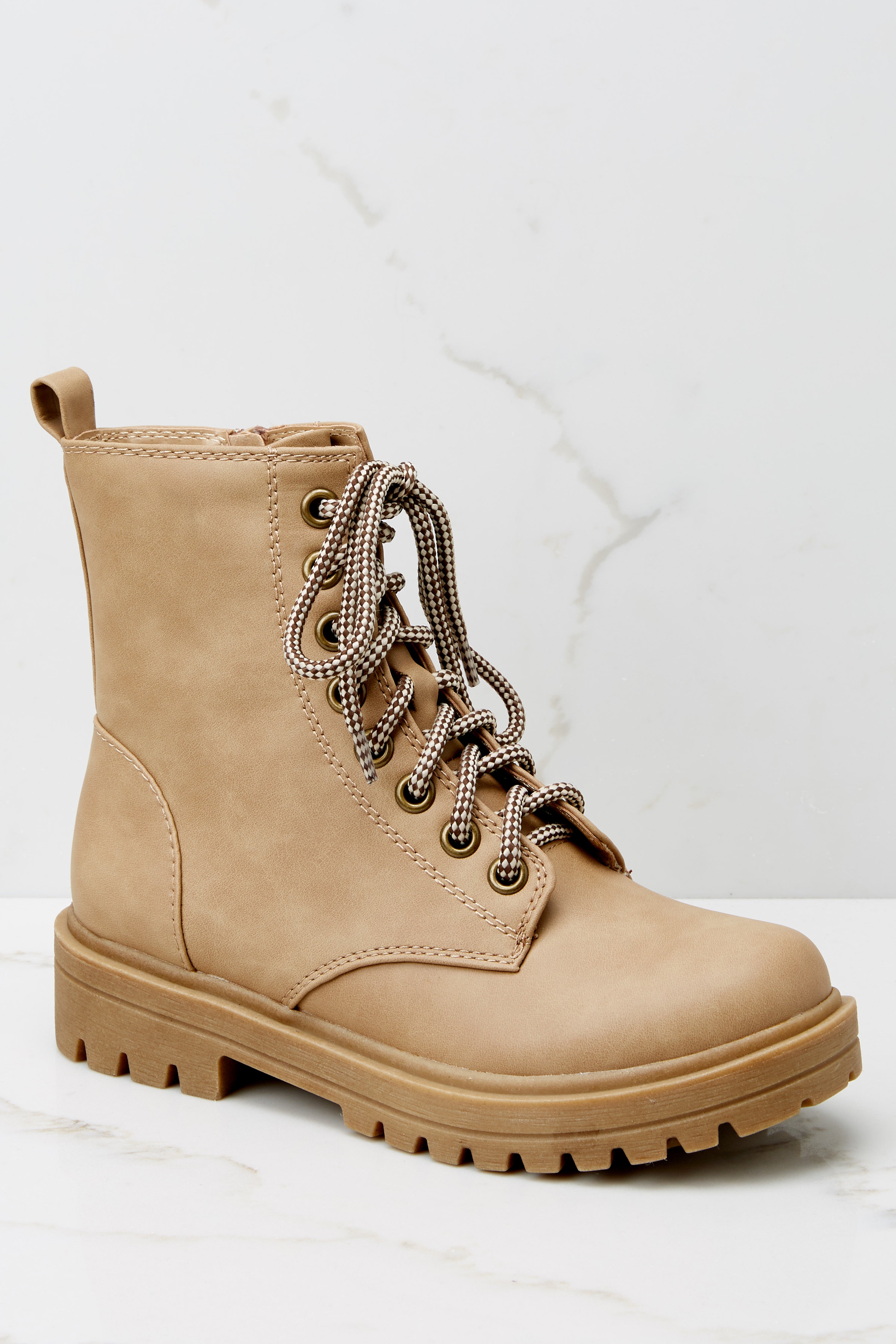 Run The World Beige Combat Boots