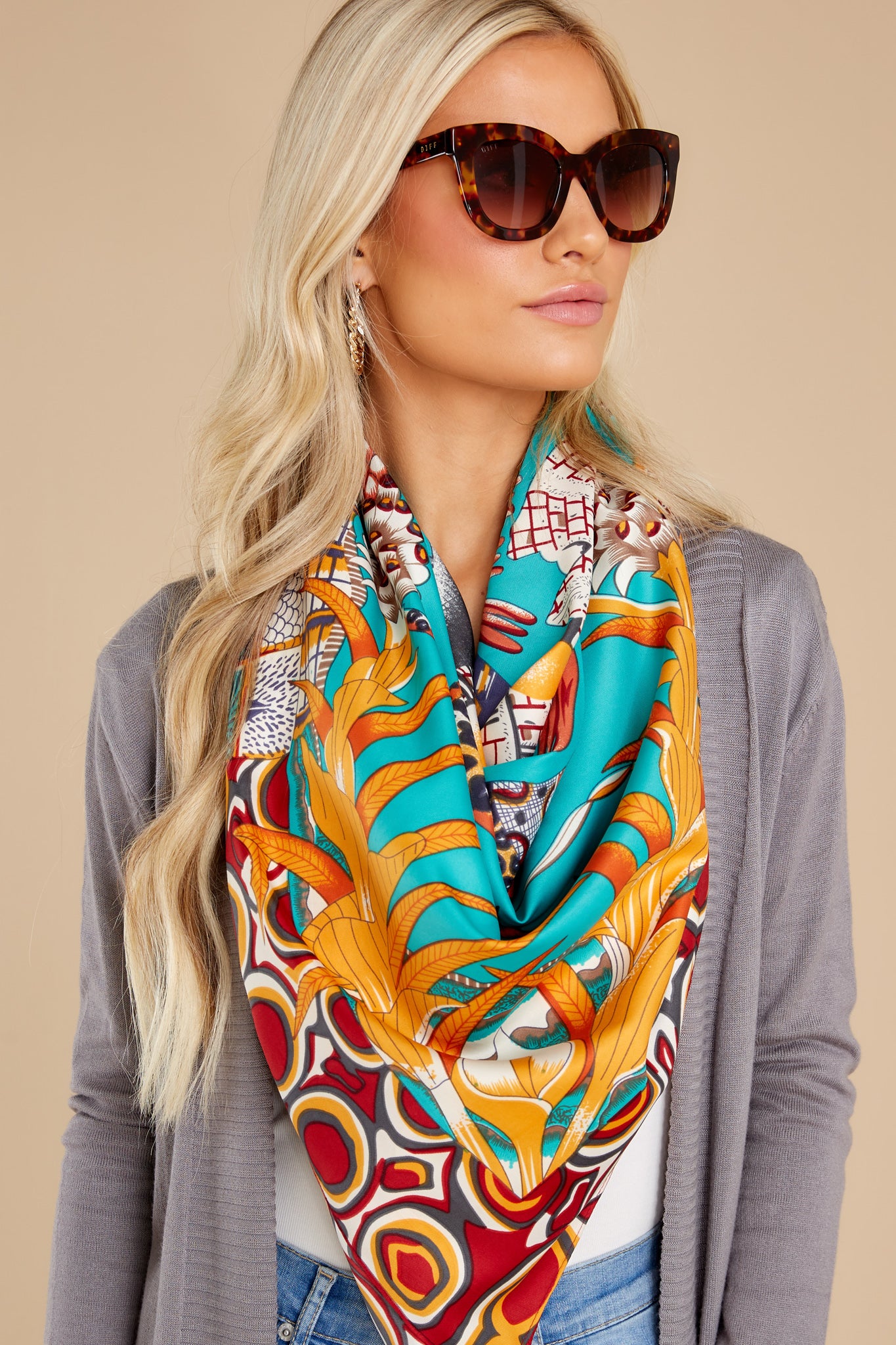 Safari Adventure Turquoise Multi Print Scarf