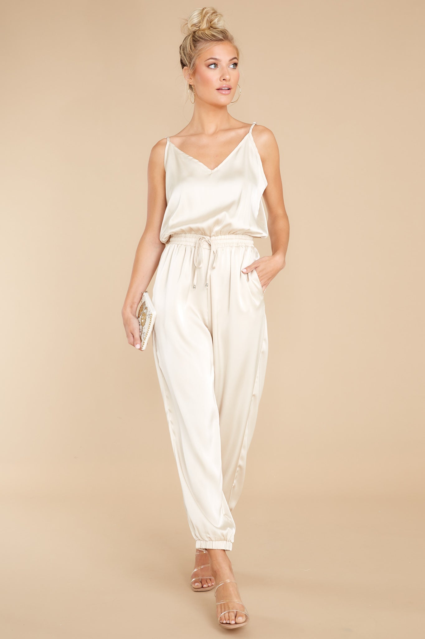 Seeking Serenity Champagne Jumpsuit