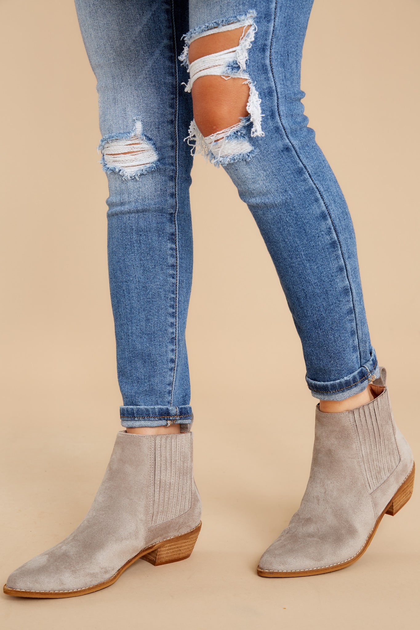 Seen You Before Grey Ankle Booties