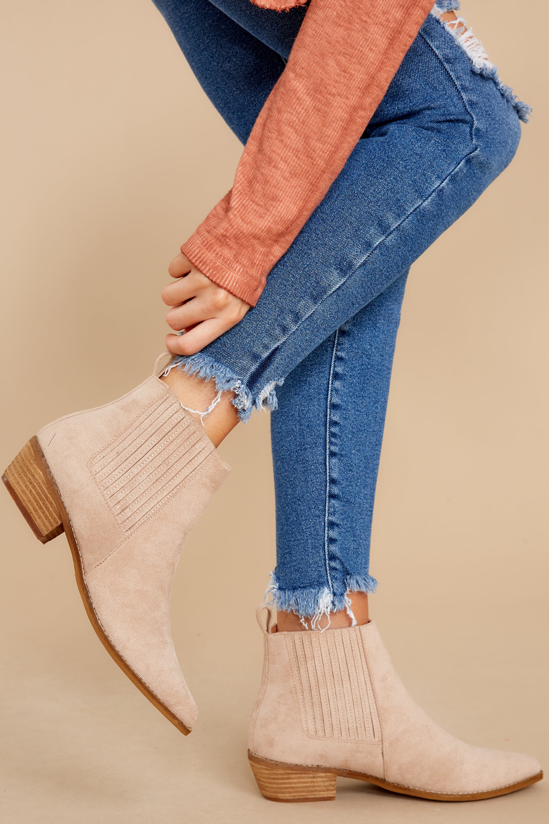 Seen You Before Taupe Ankle Booties