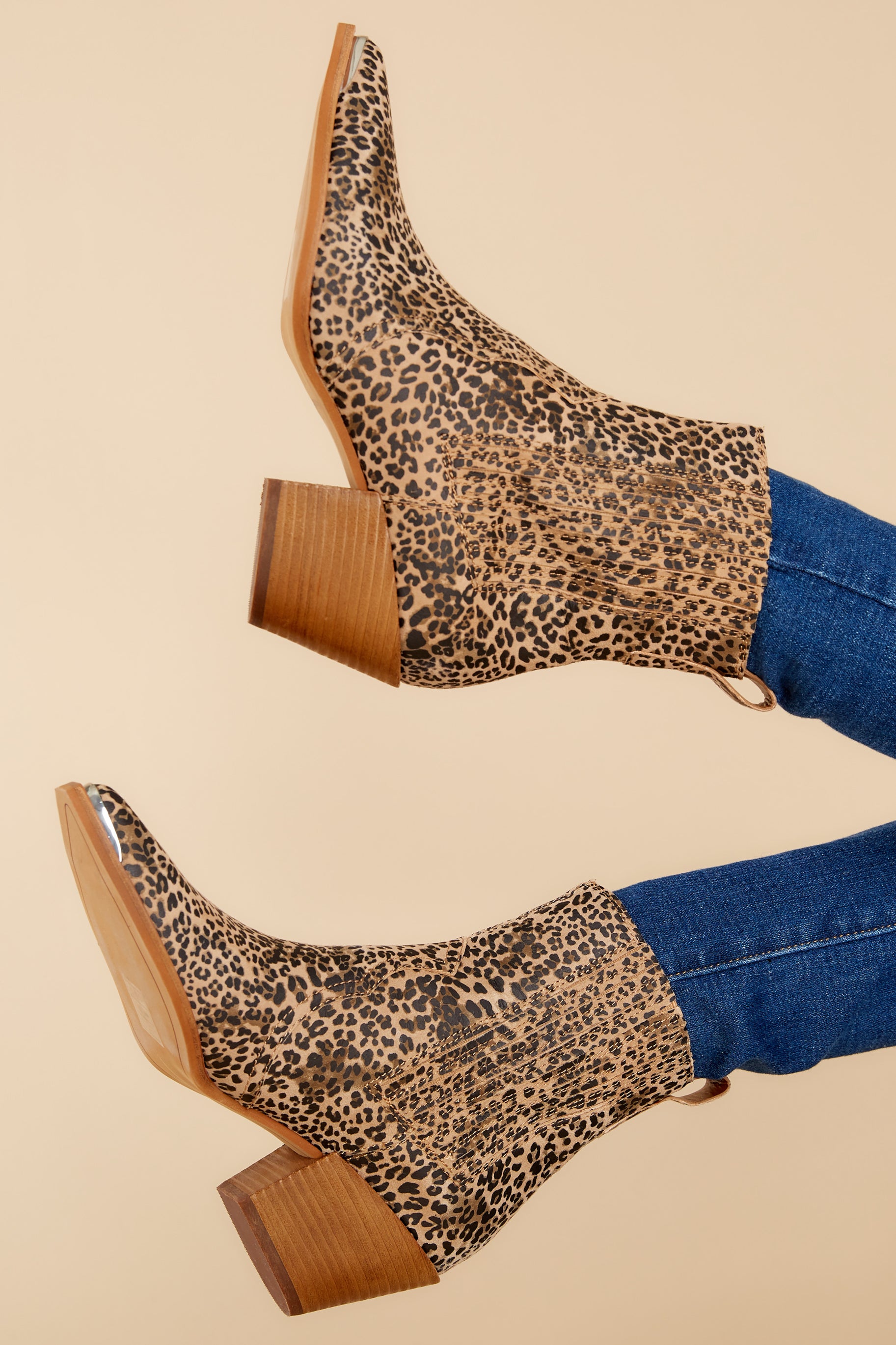 Serna Tan And Black Dusted Leopard Suede Booties